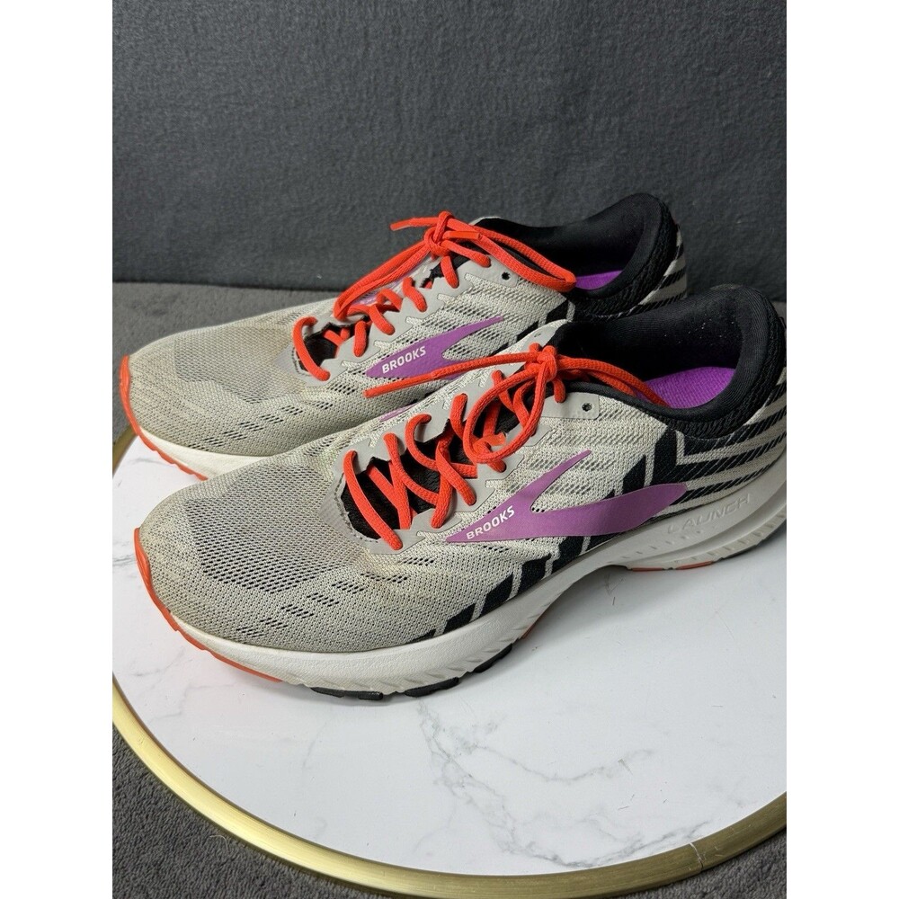 Brooks Launch 6 Womens Size 8 B Gray Purple Orange Running Shoes Athletic Sneake